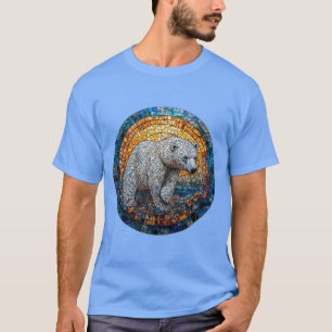 Majestic Polar Bear Stained Glass Artwork T-Shirt