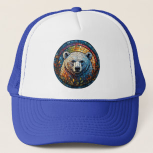 Majestic Polar Bear Stained Glass Artwork Trucker Hat