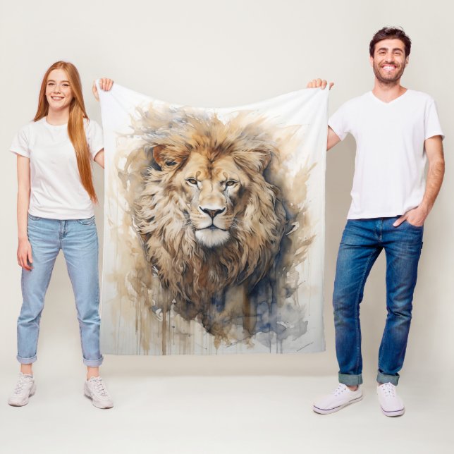 Majestic Portrait Lion Fleece Blanket (In Situ)
