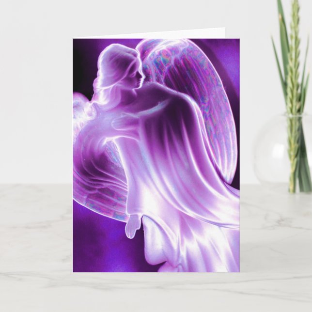 Majestic Purple Angel Greeting Card (Front)