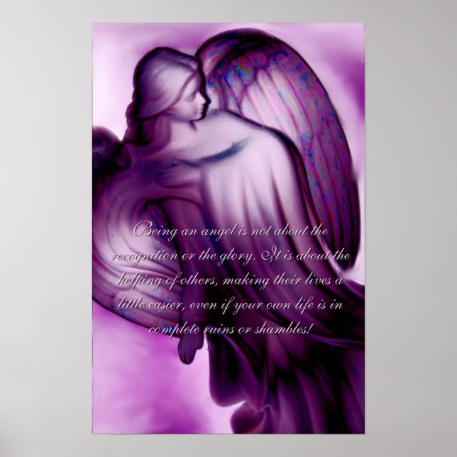 Majestic Purple Angel With Saying Poster (Front)