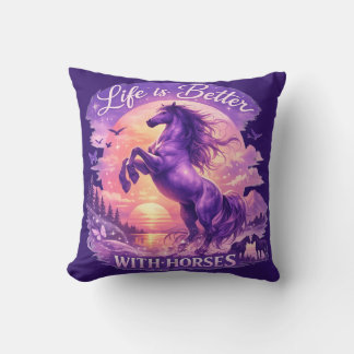 Majestic Purple Horse Sunset Dreamscape   Cushion