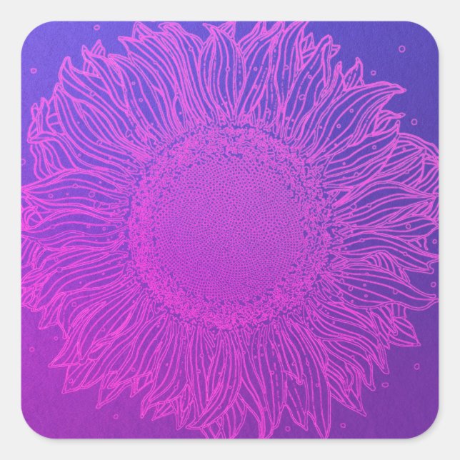 Majestic Purple Sunflower Square Sticker (Front)