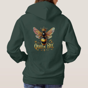 Majestic Queen Bee Illustration Featuring a Crown Hoodie