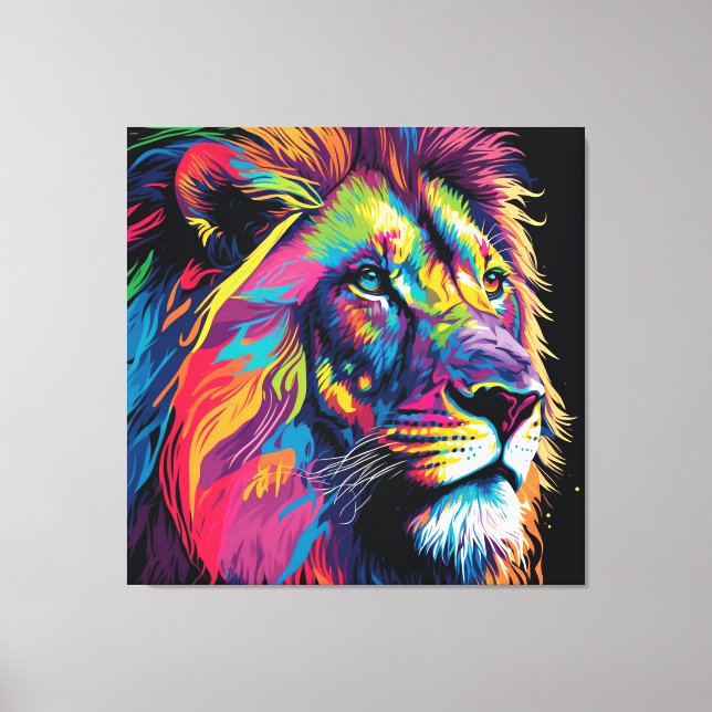 Majestic Rainbow Lion Canvas Print (Front)