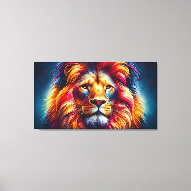 Majestic Rainbow Lion Canvas Print (Front)