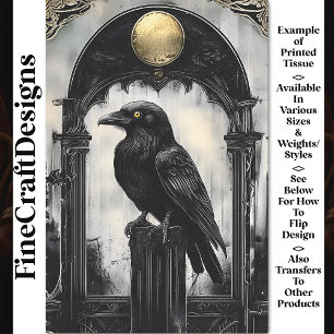 Majestic Raven, Ornate Gothic Arch BR1 Decoupage Tissue Paper