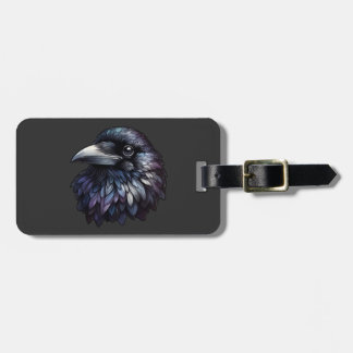 Majestic Raven Portrait - raven, bird, wildlife Luggage Tag