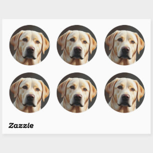 Majestic Realistic Labrador Retriever Oil Painting Classic Round Sticker