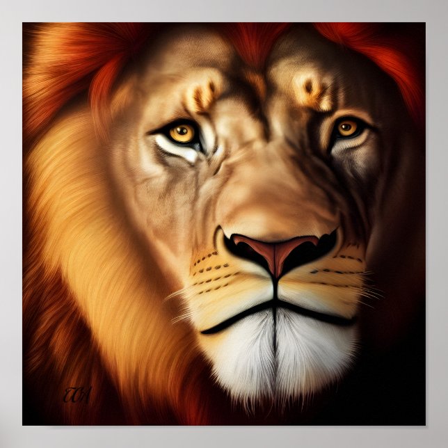 Majestic Realistic Lion Poster (Front)