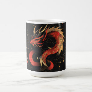 Majestic Red and Gold Chinese Dragon Art Coffee Mug