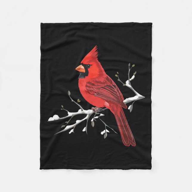 Majestic Red Cardinal Birdwatching Birdwatcher Bir Fleece Blanket (Front)