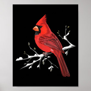 Majestic Red Cardinal Birdwatching Birdwatcher Bir Poster