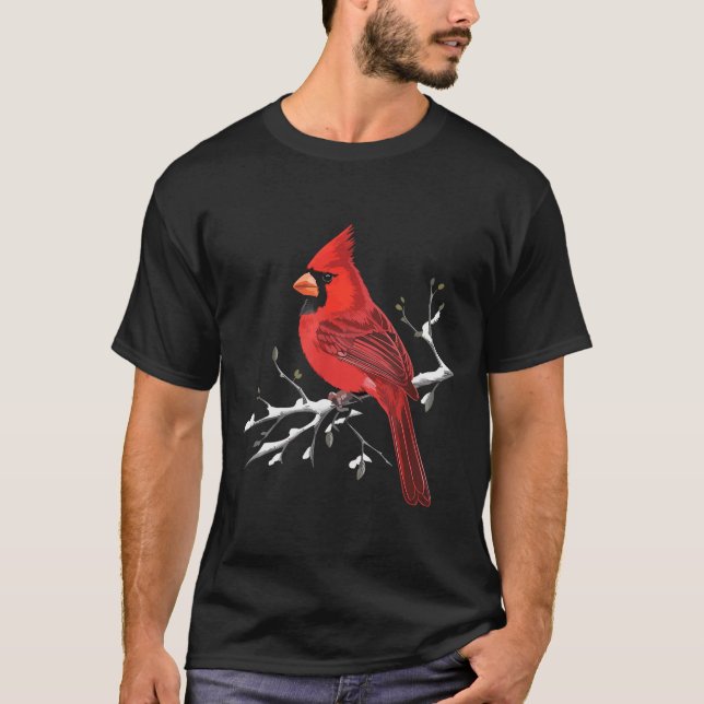 Majestic Red Cardinal Birdwatching Birdwatcher Bir T-Shirt (Front)