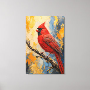 Majestic Red Cardinal Luxury Impasto Canvas Print