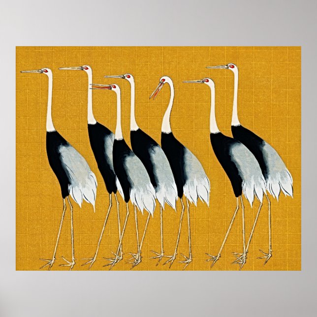Majestic Red-Crowned Cranes Poster (Front)