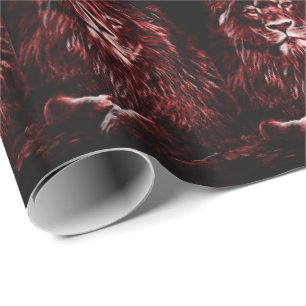 Majestic Red Lions Pattern Wrapping Paper