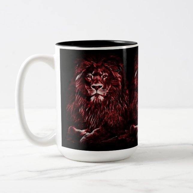 Majestic Red Lions Two-Tone Coffee Mug (Left)