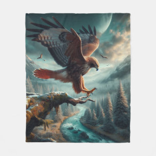 Majestic Red-Tailed Hawk Soaring Fleece Blanket