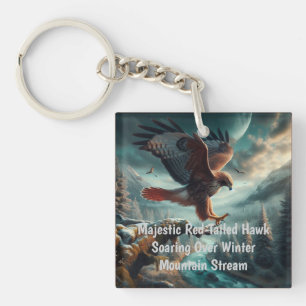 Majestic Red-Tailed Hawk Soaring Key Ring
