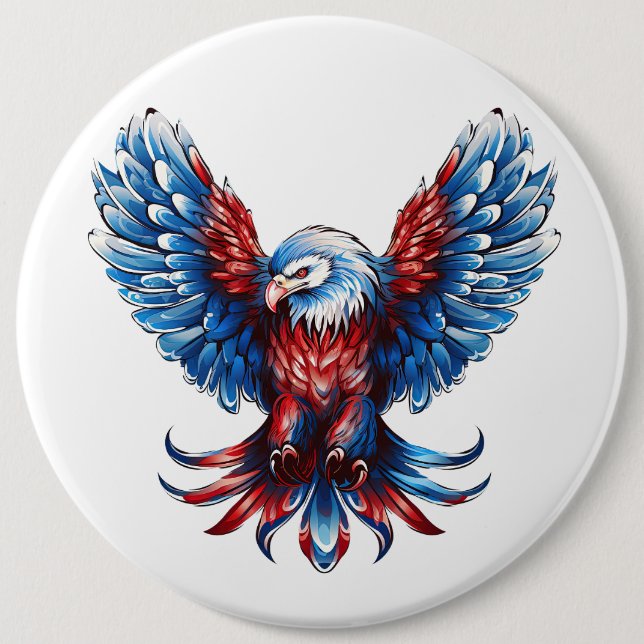 Majestic Red, White, Blue, Eagle 6 Cm Round Badge (Front)