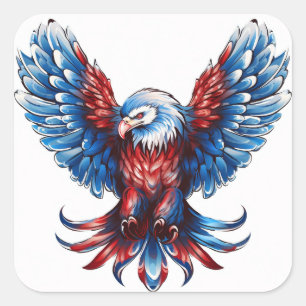 Majestic Red, White, Blue, Eagle Square Sticker