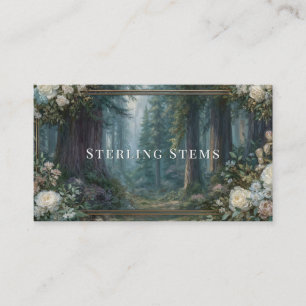 Majestic Redwood Forest Floral Frame Business Card