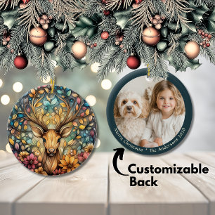 Majestic Reindeer Christmas Customisable Ceramic O Tree Decoration