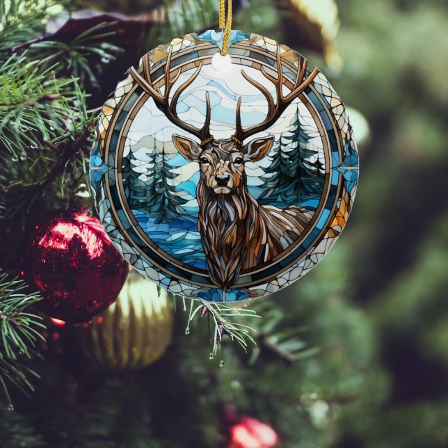 Majestic Reindeer Stained Glass Christmas Ornament (Creator Uploaded)