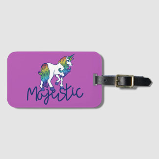 Majestic Retro Rainbow Unicorn Luggage Tag