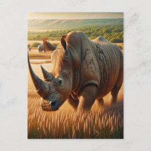 Majestic Rhino Roaming the Meadows Postcard
