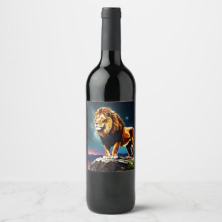 "Majestic Roar: A Lion’s Gaze" Wine Label