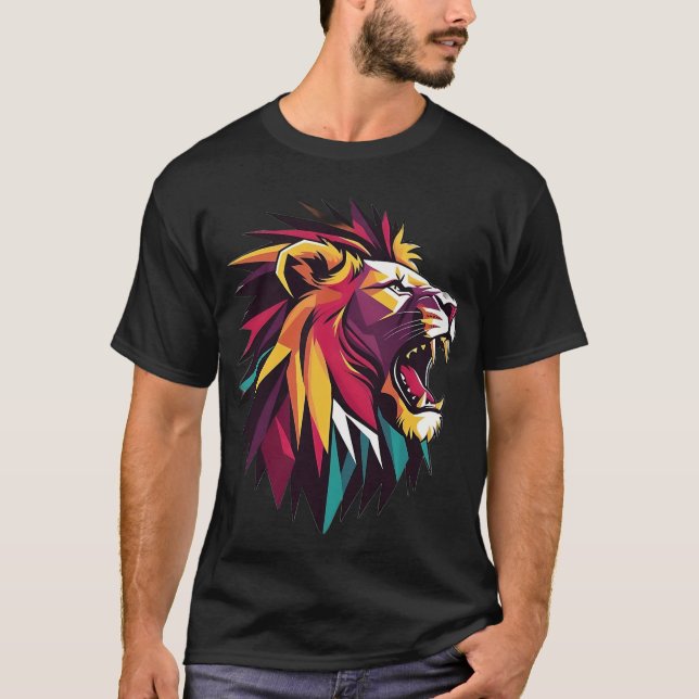 Majestic Roar: Artistic Lion T-Shirt" T-Shirt (Front)