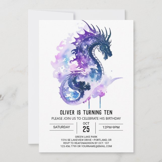 Majestic Roaring Fun Mediaeval Birthday Invitation (Front)