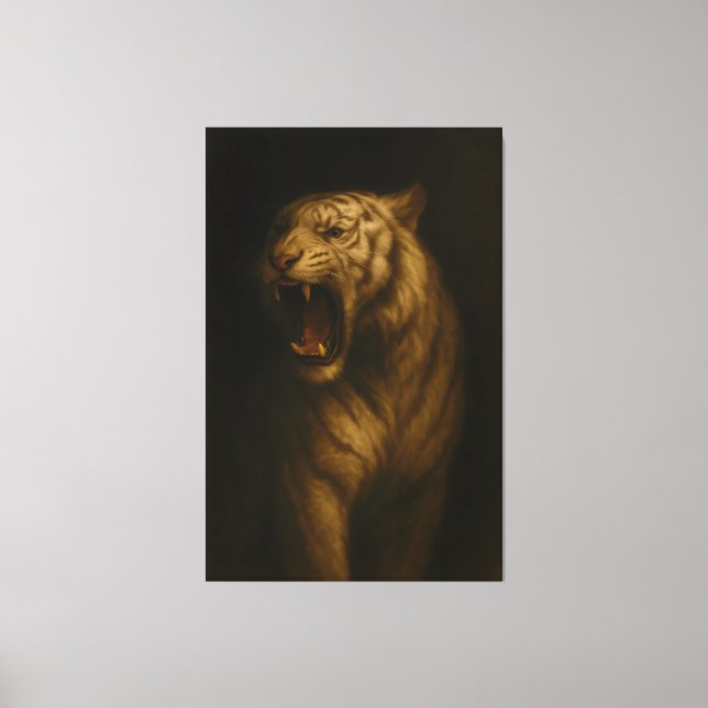 Majestic Roaring White Tiger – Fine Art Canvas (Front)