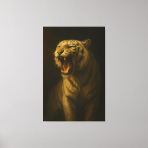 Majestic Roaring White Tiger – Fine Art Premium Ca Canvas Print
