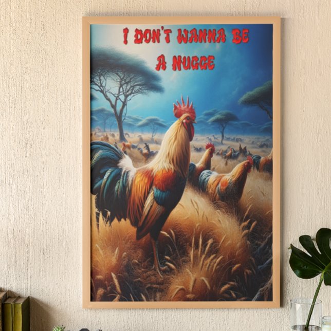 Majestic Rooster Amidst Verdant Grassland Poster (Creator Uploaded)