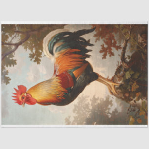 Majestic Rooster Posing in a Lush Natural Forest Tissue Paper