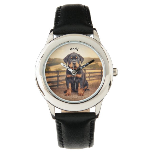 Majestic Rottweiler Kid's Personalised Watch (Front)