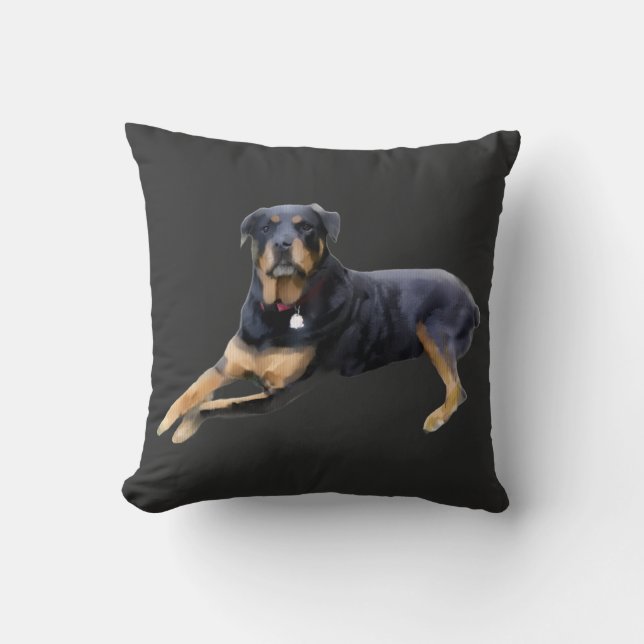 Majestic Rottweiler: Serenity in Strength Cushion (Front)