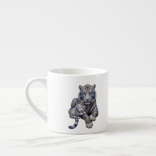 Majestic Royal Jewelled White Tiger Art Espresso Cup