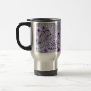 Majestic Royal Purple Jewelled Leopard Art Travel Mug