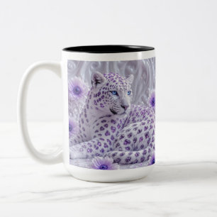 Majestic Royal Purple Jewelled Leopard Art Two-Tone Coffee Mug