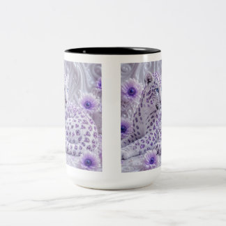 Majestic Royal Purple Jewelled Leopard Art Two-Tone Coffee Mug