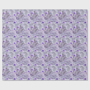Majestic Royal Purple Jewelled Leopard Art Wrapping Paper