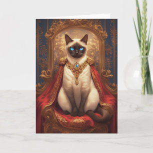 Majestic Royal Siamese Cat Portrait Card