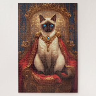 Majestic Royal Siamese Cat Portrait Jigsaw Puzzle