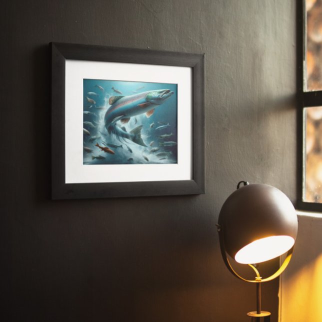 Majestic Salmon During Moonlit Dance 10x8 Poster (Creator Uploaded)