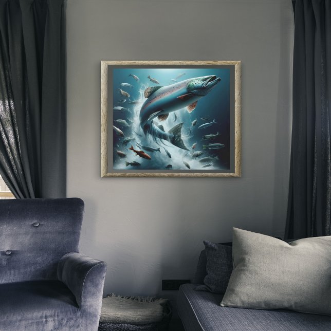 Majestic Salmon During Moonlit Dance  20x16 Poster (Creator Uploaded)