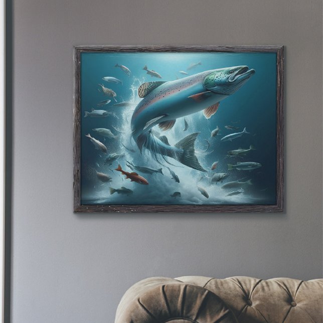 Majestic Salmon During Moonlit Dance 36x24 Poster (Creator Uploaded)
